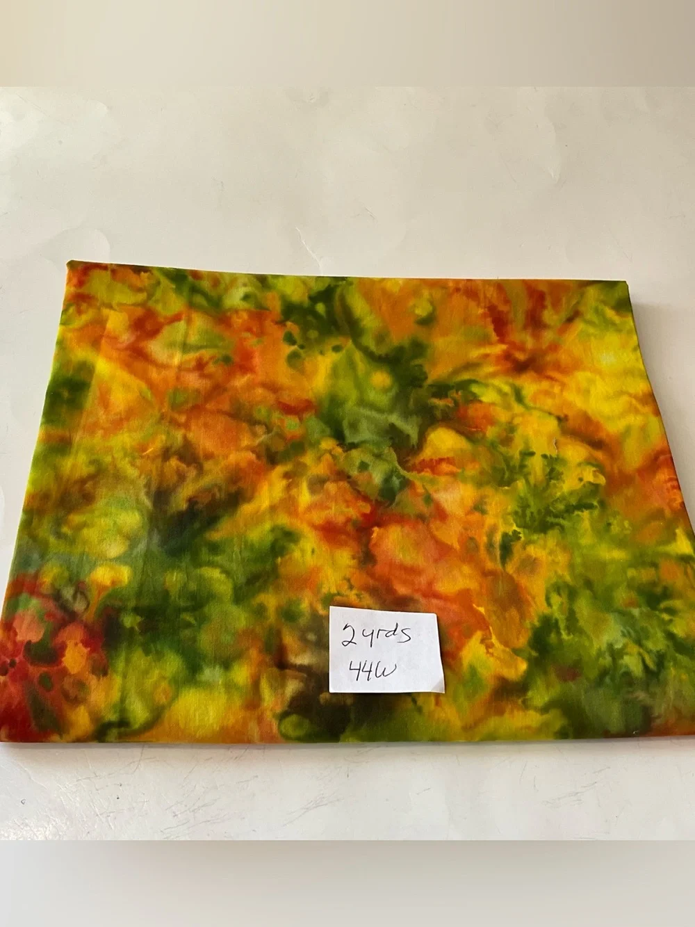Quilting Sewing Batik Fabric Green Yellow Orange 2 Yards Cotton